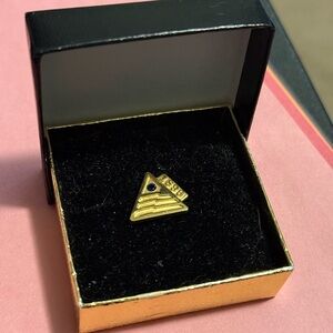 Vintage BFL Gold Pin w Screw Back and Green Crystal